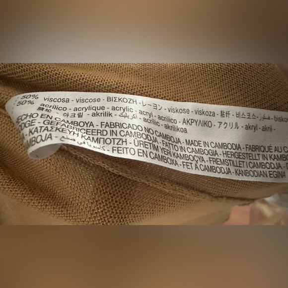 281 Zara | EUC Oversized Camel Brown Knit Sweater Long Sleeve Lightweight (Sz S) - Picture 9 of 12